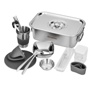 Набор стальной кухонный 4 персоны KingCamp - Серебристый